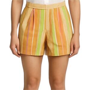 Posse Shorts 100% Cotton Striped Coral Orange Lime Green White NWT Small